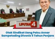 Majelis Hakim Pengadilan Negeri (PN) Sungguminasa Enjatuhkan vonis terhadap Terdakwa uang palsu Annar Salahuddin Sampetoding Selama Lima Tahun Penjara.
