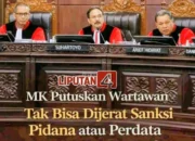 MK (Mahkamah Konstitusi) Hakim Konstitusi Guntur Hamzah Putuskan Wartawan Tak Bisa Dijerat Sanksi Pidana atau Perdata dalam Menjalankan Profesi Hukum Yang Sering Kali Mengintimidasi Jurnalistik.