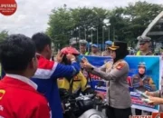 Satlantas Polres Pelabuhan Makassar Gandeng Elnusa Petrofin Bagikan Helm SNI Gratis untuk Pengendara