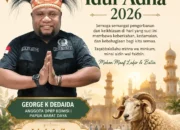 GEORGE K DEDAIDA, Anggota komisi I DPRP pbd.mengucapakan selamat merayakan hari raya idul Adha