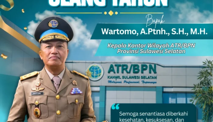 Keluarga Besar Kantor Pertanahan LutRA Sampaikan Ucapan Selamat Ulang Tahun kepada Wartomo, A.Ptnh., S.H., M.H.